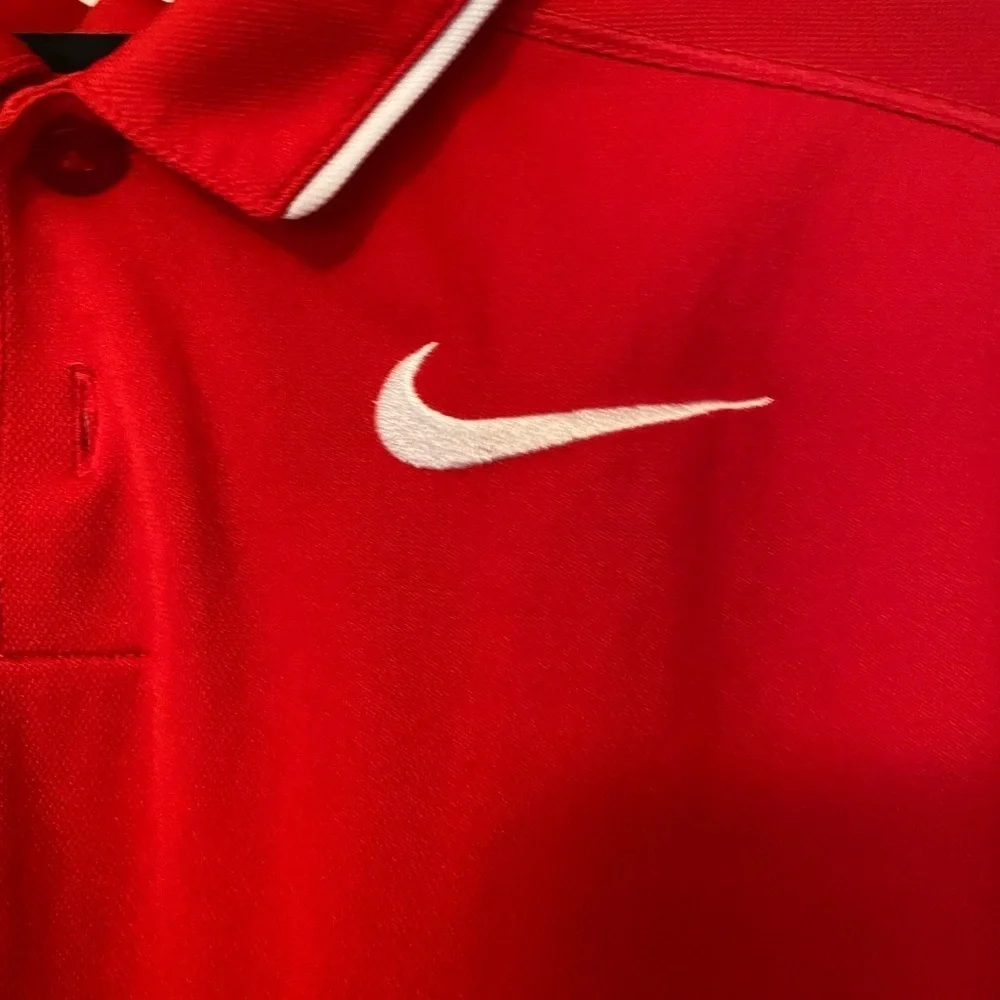 Nike Red Performance Polo Shirt with White Trim